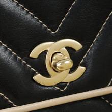 Chanel Bicolor Chevron Contrast Stitch Flap Bag
