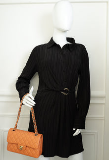 Chanel Peach Orange CC Classic Double Flap Small Bag