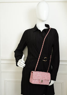 Chanel Pink CC Classic Tweed Mini Flap Bag