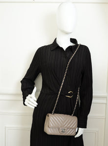 Chanel Etoupe CC Classic Chevron Mini Flap Bag