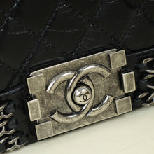 Chanel Black Chained Le Boy Flap Medium Shoulder Bag