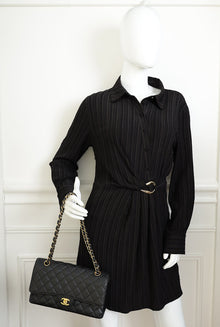 Chanel Black CC Classic Double Flap Medium Bag