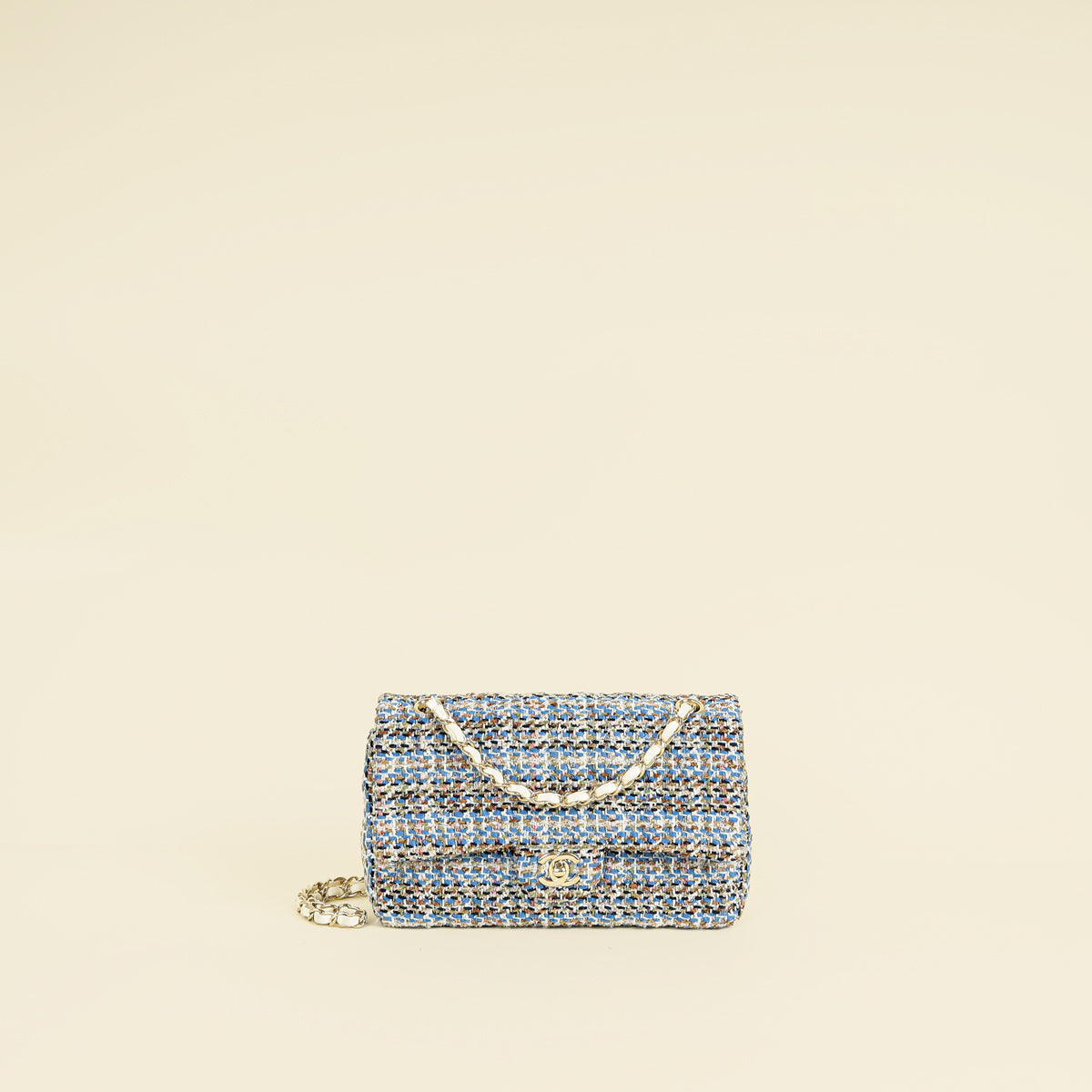Chanel Blue Multicolor CC Classic 11.12 Tweed Double Flap Medium Bag