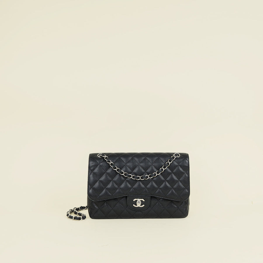 Chanel Black Classic Double Flap Jumbo Bag
