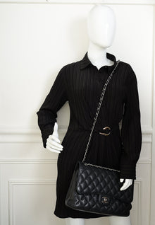 Chanel Black Classic Double Flap Jumbo Bag