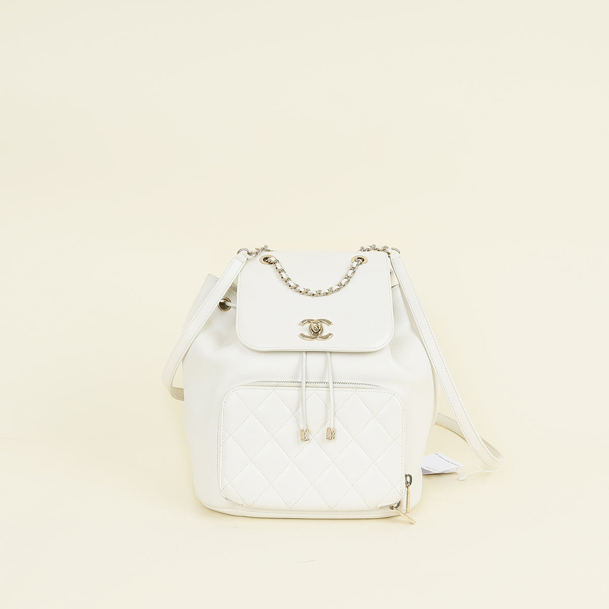 Chanel White CC Business Affinity Backpack Bag