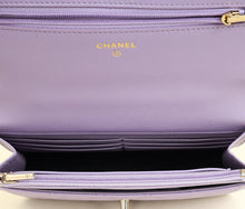 Chanel Purple CC Crystal Logo Top Handle Wallet On Chain
