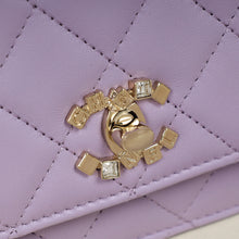 Chanel Purple CC Crystal Logo Top Handle Wallet On Chain