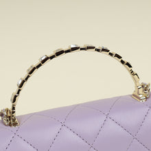 Chanel Purple CC Crystal Logo Top Handle Wallet On Chain