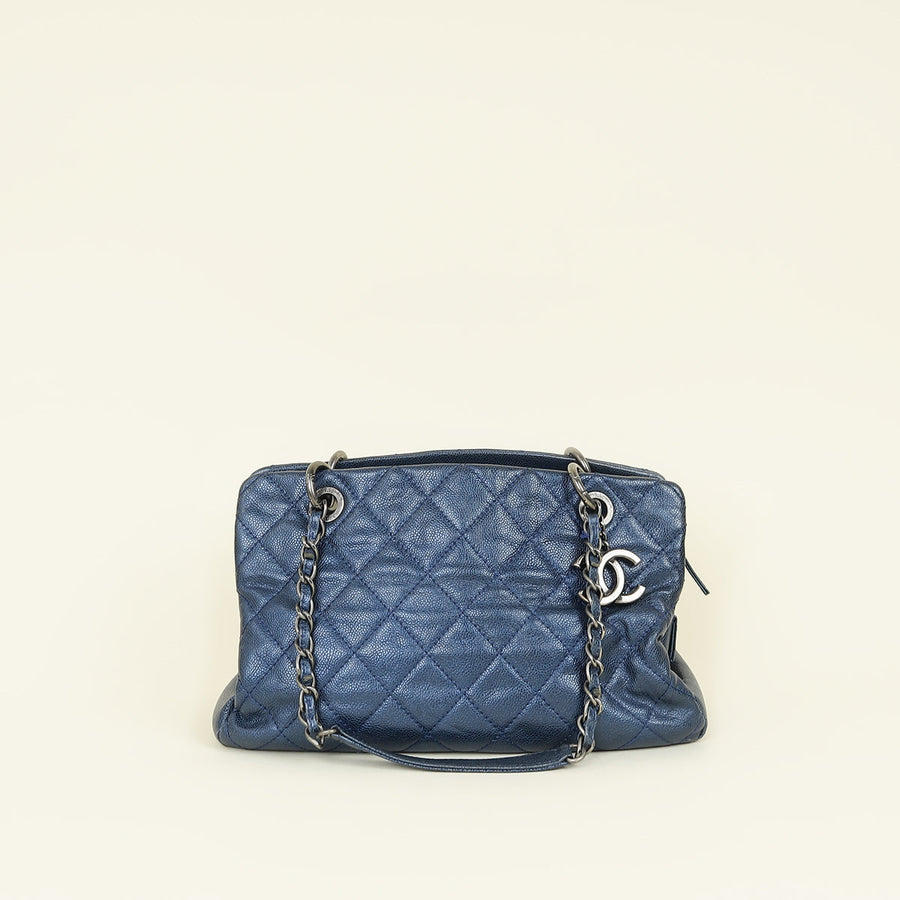 Chanel Metallic Blue Chic Shopping Tote Small Bag