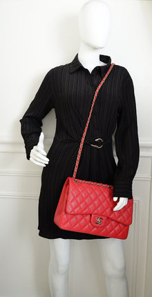 Chanel Red Classic Double Flap Jumbo Bag
