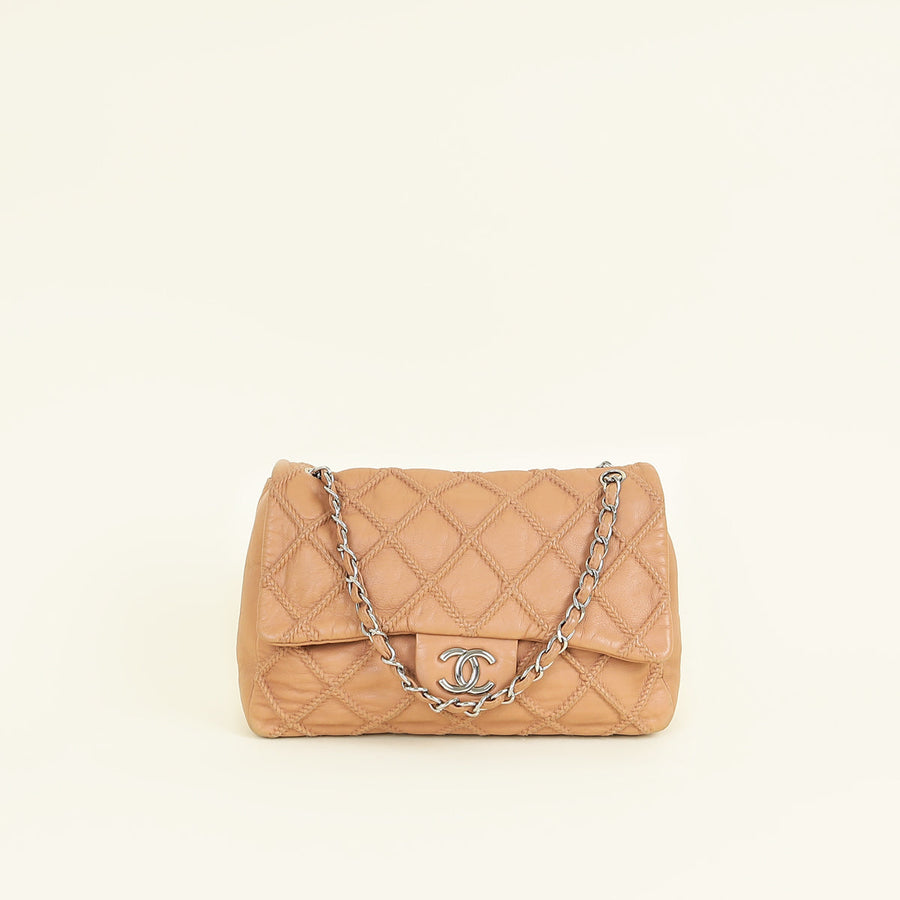 Chanel Camel Embossed Diamond Stitch Flap Bag