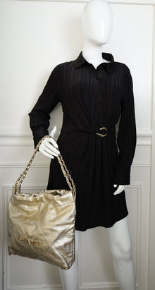 Chanel Gold 22 Shiny Small Handbag Bag