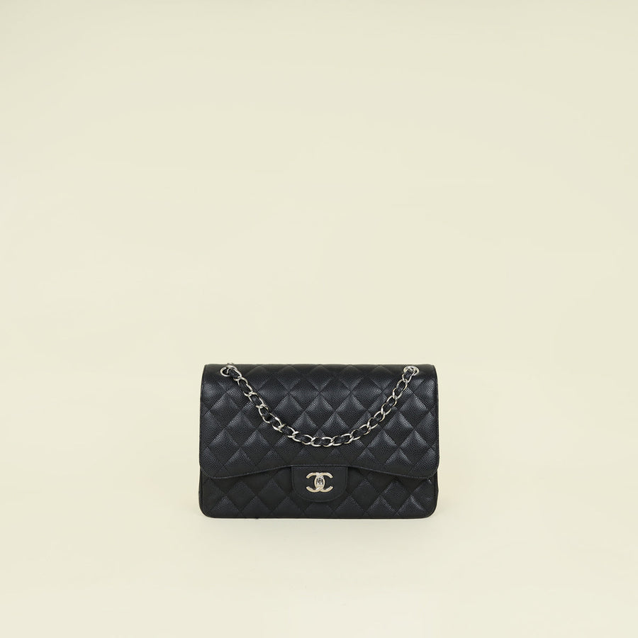 Chanel Black CC Classic Double Flap Jumbo Bag