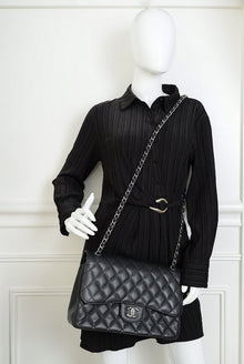 Chanel Black CC Classic Double Flap Jumbo Bag