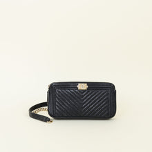 Chanel Black Le Boy Double Zip Wallet On Chain Pouch