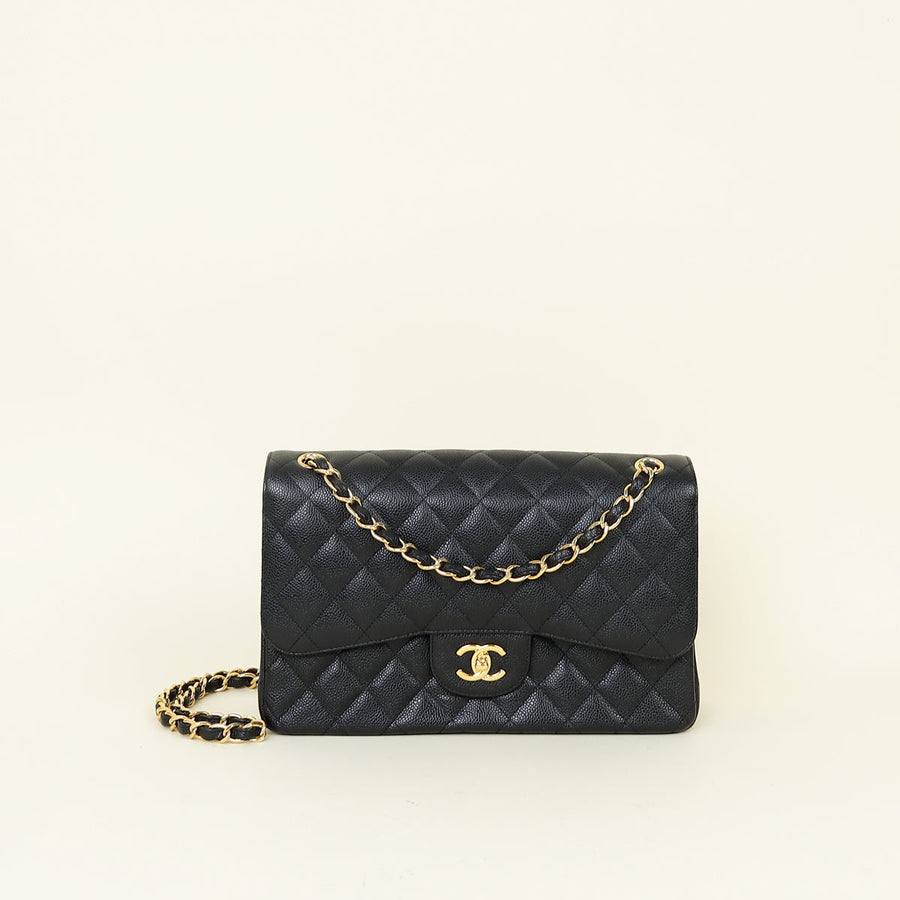 Chanel Black Classic Double Flap Jumbo Bag