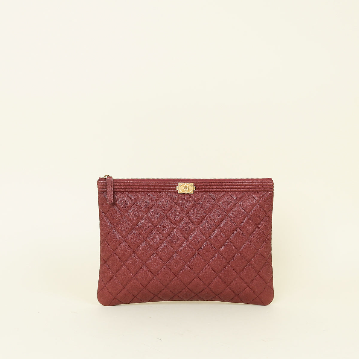 Chanel Dark Burgundy Le Boy O Case Medium Pouch