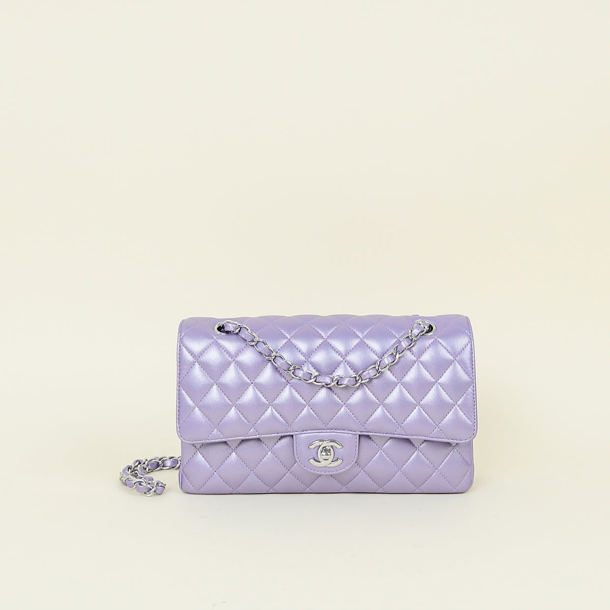 Chanel Metallic Purple Classic Double Flap Medium Bag