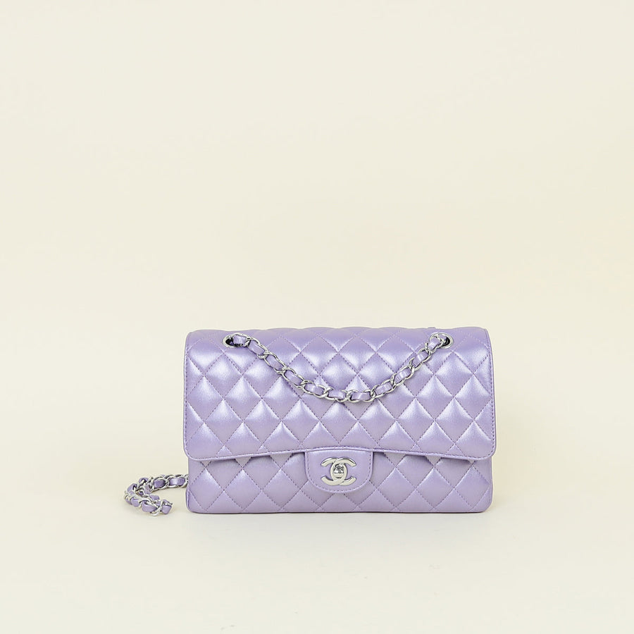 Chanel Metallic Purple Classic Double Flap Medium Bag