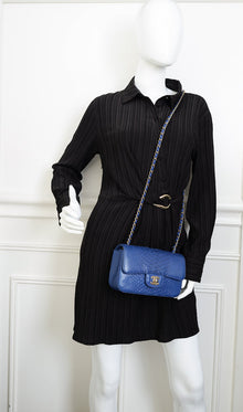 Chanel Blue Python Classic Mini Flap Bag