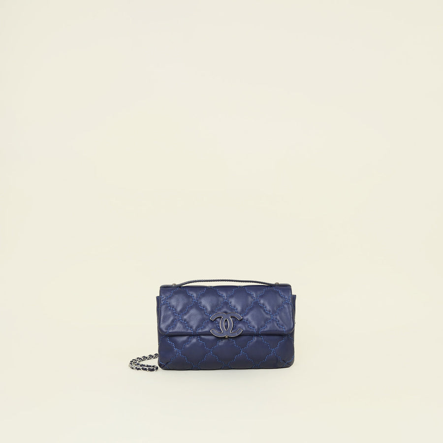 Chanel Blue Mini Hampton Flap Shoulder Bag