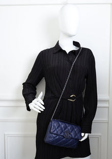 Chanel Blue Mini Hampton Flap Shoulder Bag