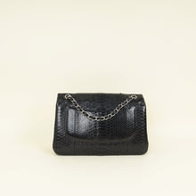 Chanel Black CC Classic Python Double Flap Jumbo Bag