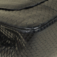 Chanel Black CC Classic Python Double Flap Jumbo Bag