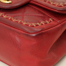 Chanel Red CC Whipstitch Mini Square Flap Bag