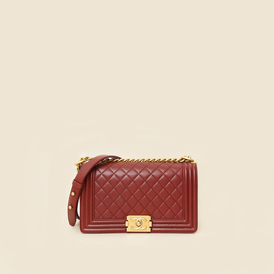 Chanel Burgundy Le Boy Medium Flap Bag