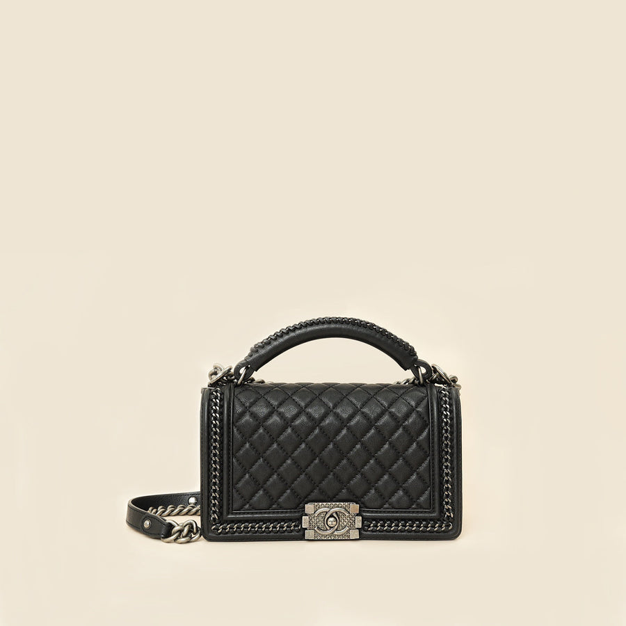 Chanel Black Le Boy Paris-Salzburg Top Handle Medium Bag