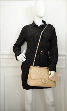 Chanel Beige CC Classic Double Flap Jumbo Bag