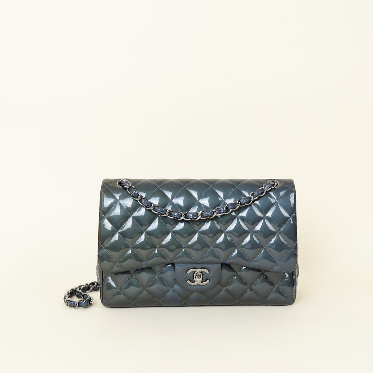 Chanel Royal Blue Classic Double Flap Jumbo Bag