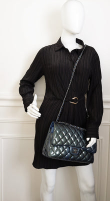 Chanel Royal Blue Classic Double Flap Jumbo Bag