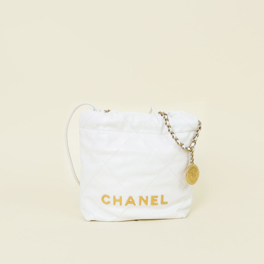 Chanel White CC Chanel 22 Quilted Mini Bag