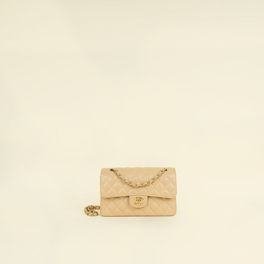 Chanel Beige Classic Double Flap Small Bag