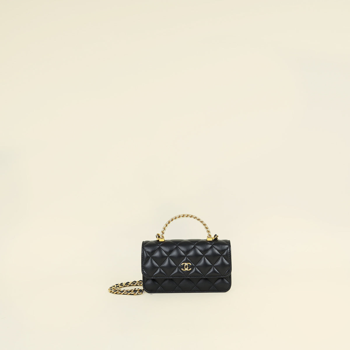 Chanel Black CC Resin Top Handle Clutch Chain