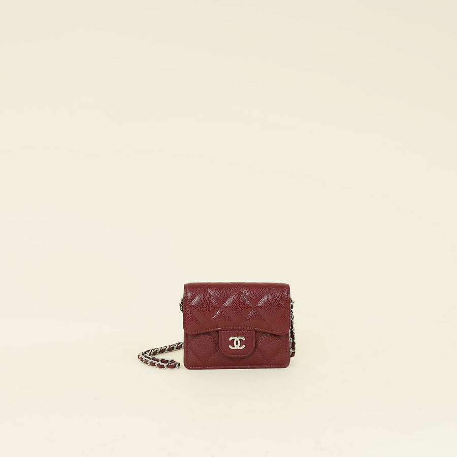 Chanel Bordeaux Classic Card Holder on Chain