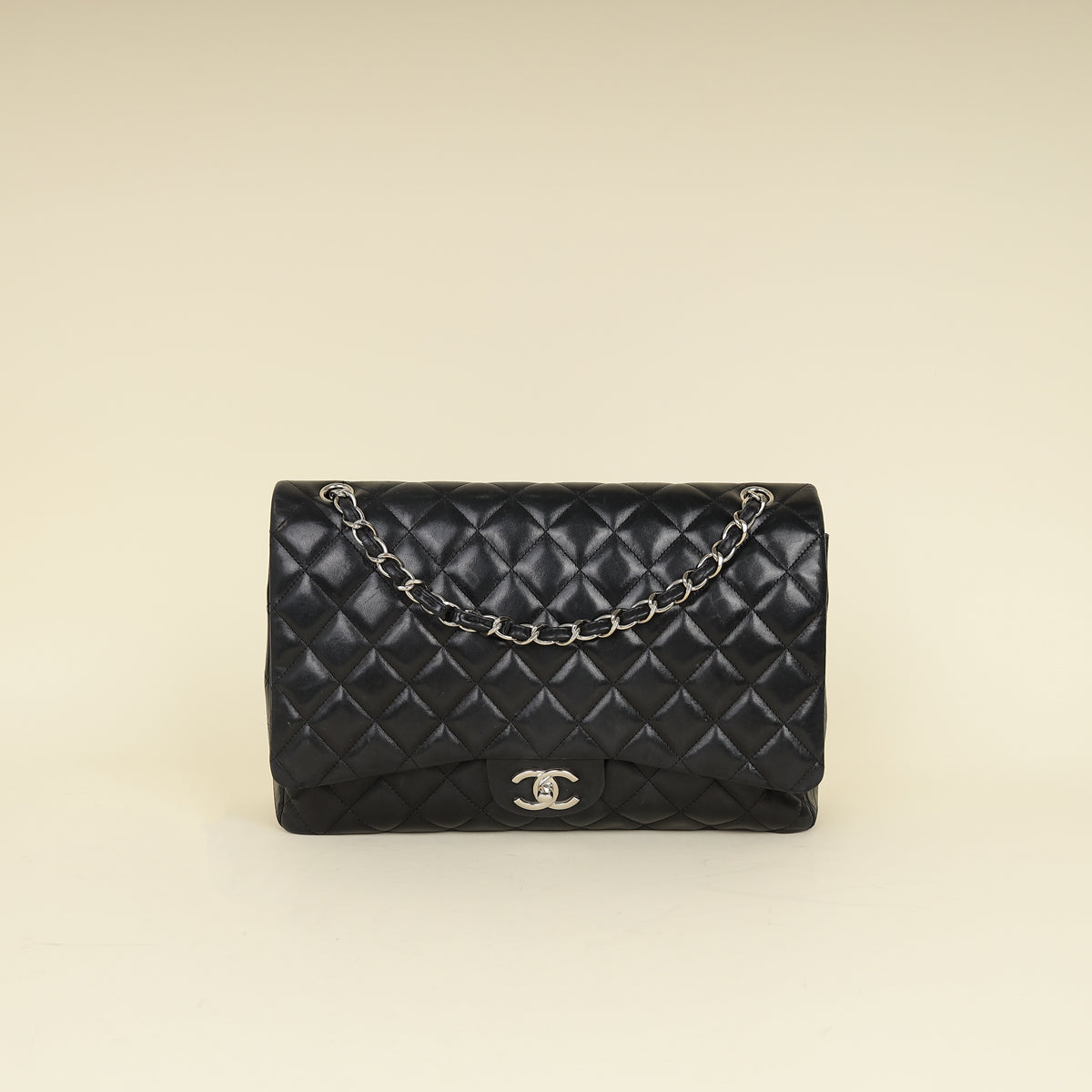 Chanel Black CC Classic Double Flap Maxi Bag