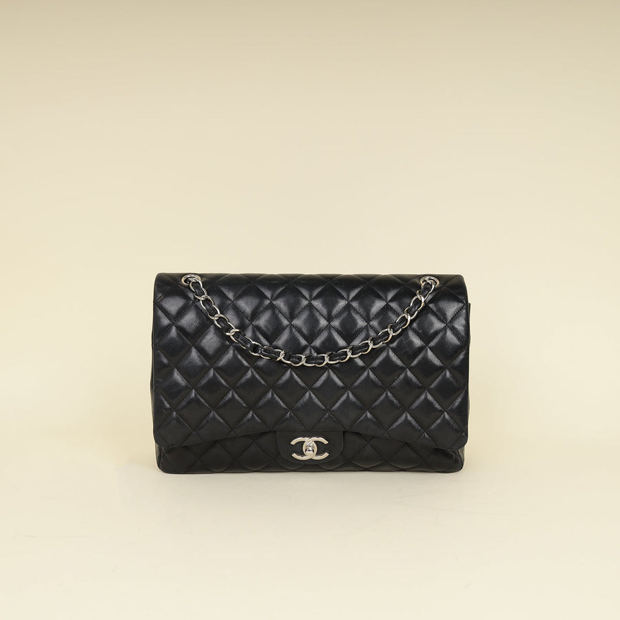Chanel Black CC Classic Double Flap Maxi Bag
