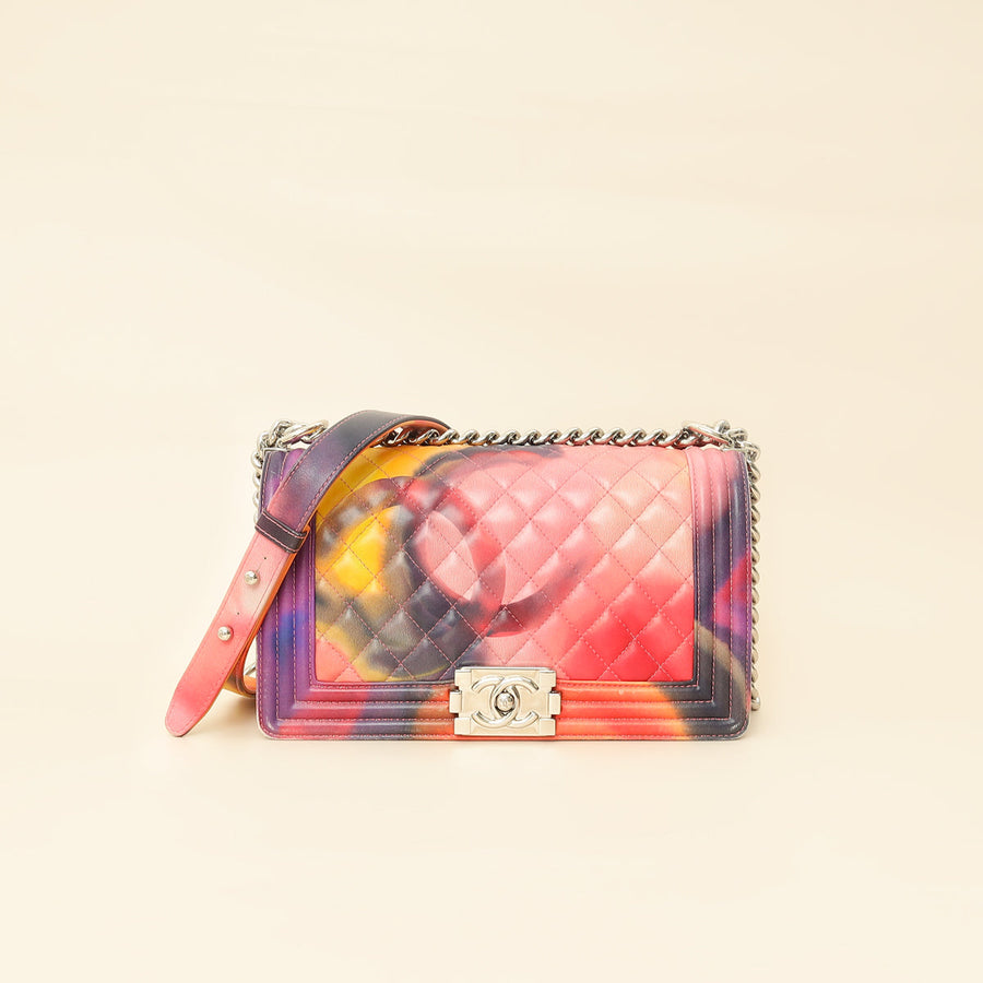 Chanel Multicolor Printed Flower Power Boy Flap Medium Bag