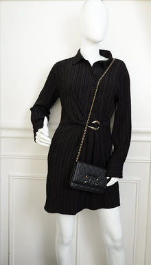 Chanel Black CC Filigree Wallet On Chain