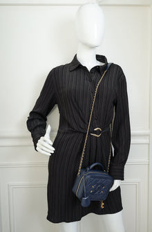 Chanel Navy Blue CC Filigree Vanity Small Case