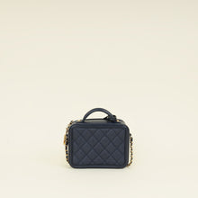 Chanel Navy Blue CC Filigree Vanity Small Case
