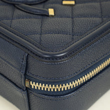 Chanel Navy Blue CC Filigree Vanity Small Case