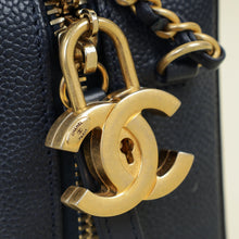 Chanel Navy Blue CC Filigree Vanity Small Case