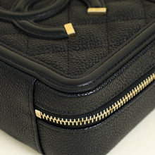 Chanel Black CC Filigree Vanity Clutch With Chain