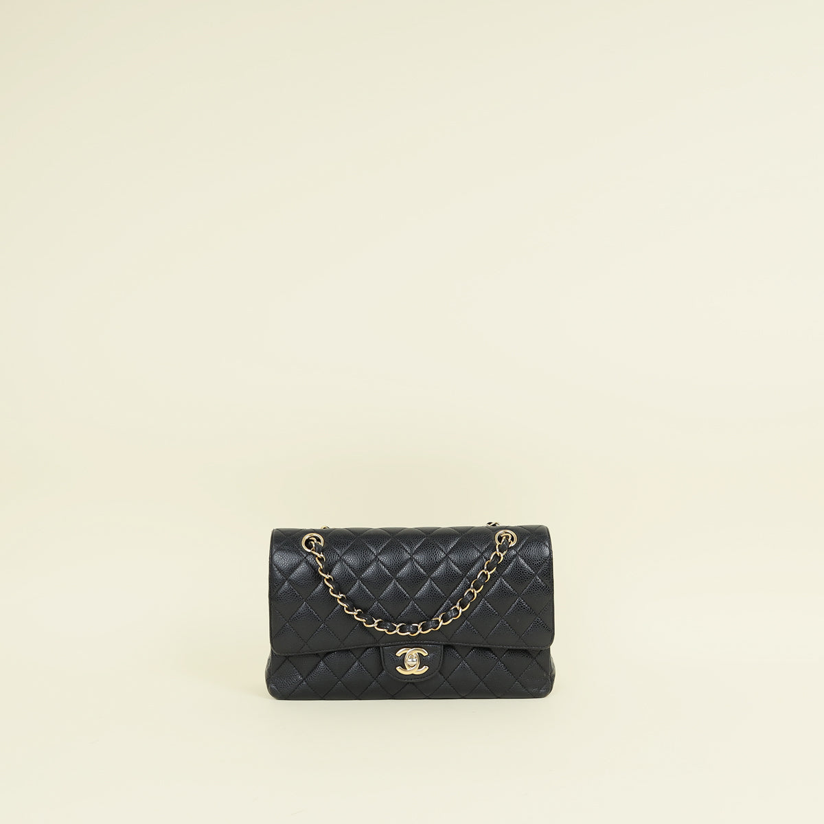 Chanel Black CC Classic Double Flap Medium Bag