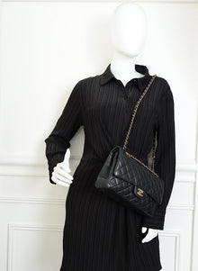 Chanel Black CC Classic Double Flap Medium Bag